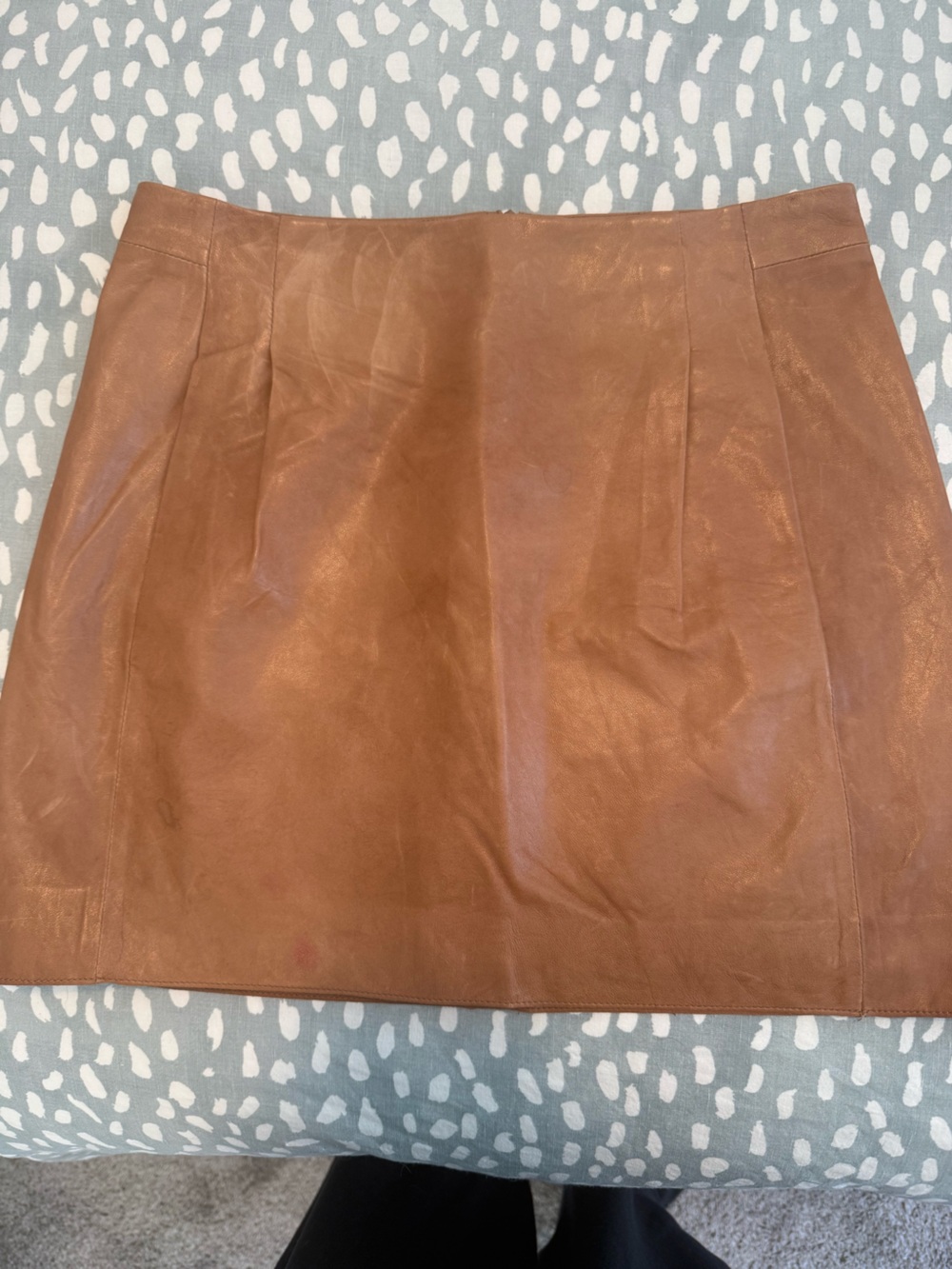 Vince Tan Leather Mini Skirt